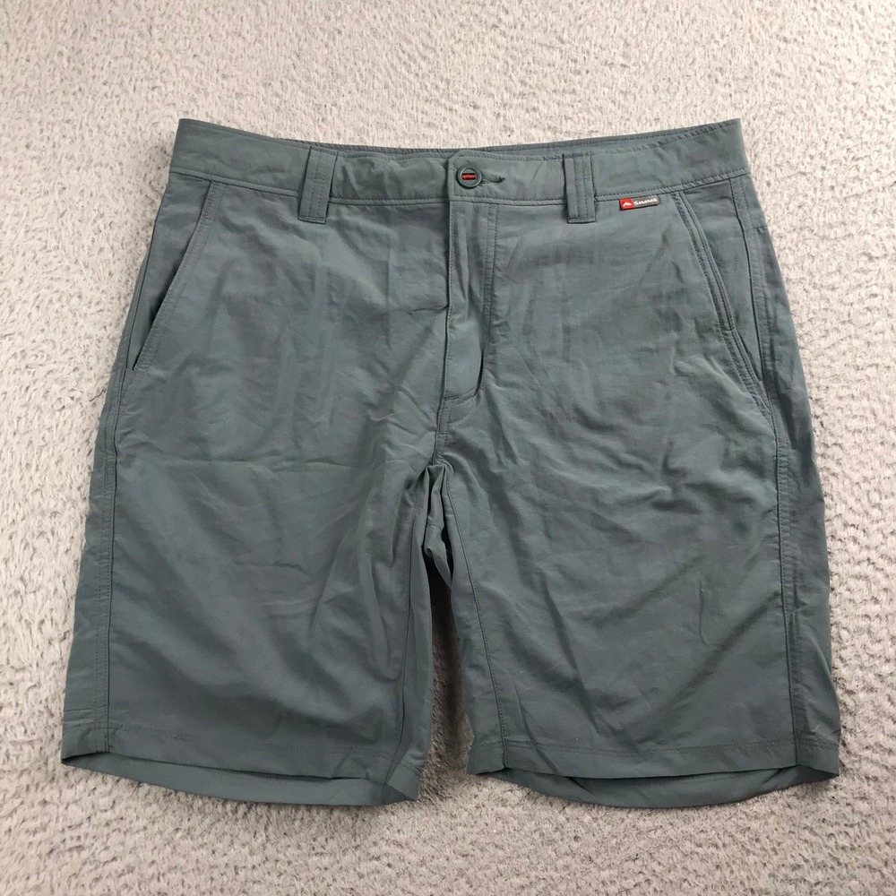 Simms Fishing Shorts Mens 34 Gray Blue Nylon Performance Cargo Hiking Outdoor